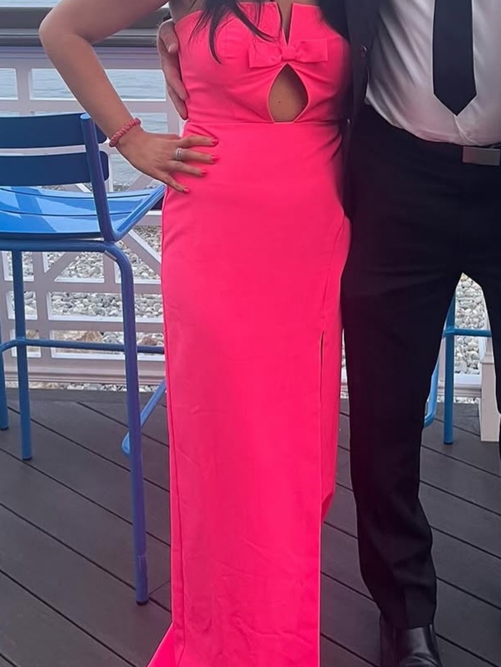 Liv Foster Wedding guest hot pink full length gown